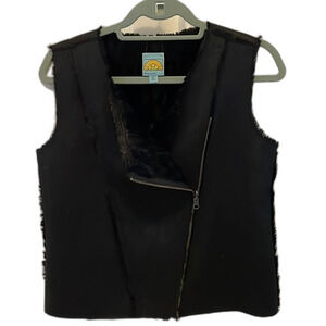 C&C California Black Reversible Faux Suede/Fur Vest Size XS NWOT